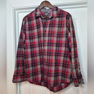 Eddie Bauer Red Plaid Button-Up Men's Flannel Shirt Size Xl
